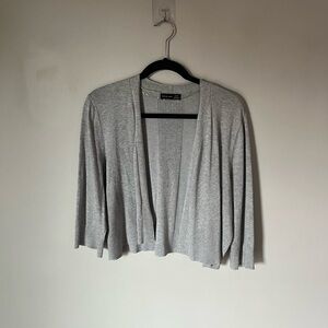 Gray Open-Front Cardigan Sweater
